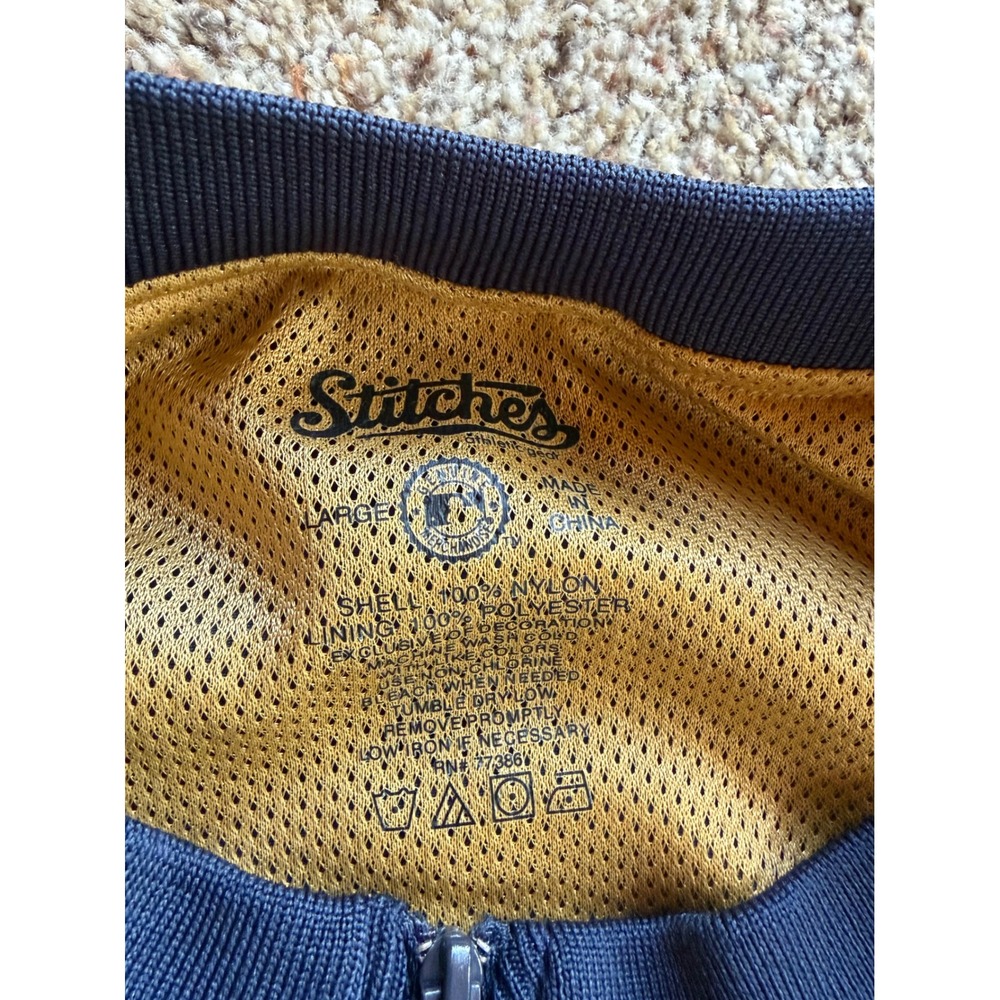 Stitches Milwaukee Brewers MLB Windbreaker Navy Gold Quarter Zip Mens Large - Picture 2 of 8